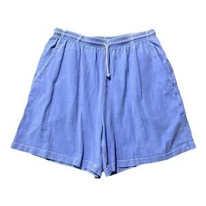 Fresh Produce Blue Faded Elastic Waist Comfy Casual Cotton Shorts Women's Large